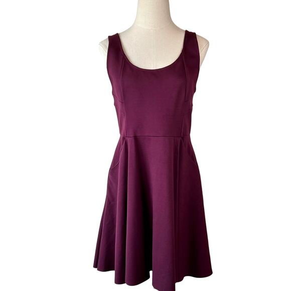 Kimchi Blue Camrin Burgundy Fit and Flare Skater Dress Pockets Large Vampy Goth - Picture 3 of 11